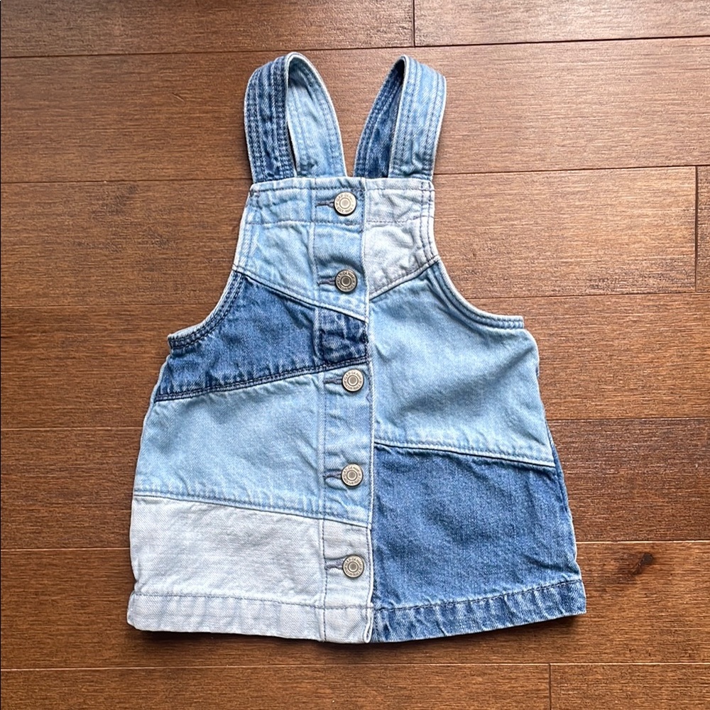 Baby Gap Denim Patchwork Overalls Dress - 6-12M